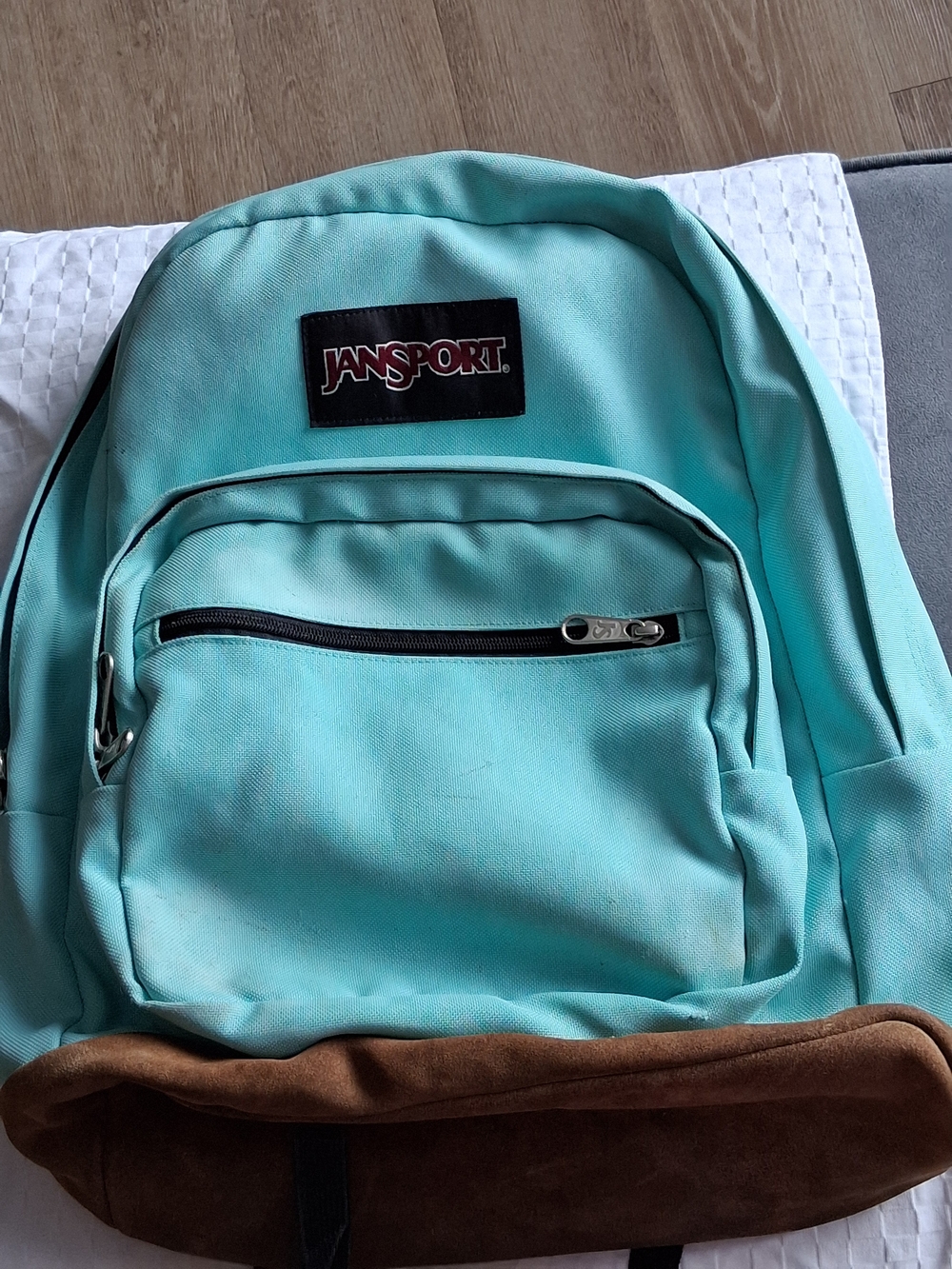 JanSport Men’s Aqua Backpack with Brown Suede Base